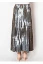 Blue and Brown Pleated Tie-Dye Skirt