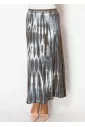 Blue and Brown Pleated Tie-Dye Skirt