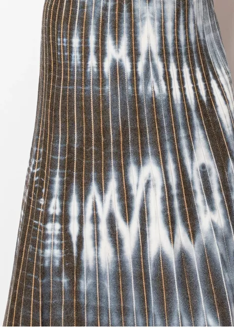 Blue and Brown Pleated Tie-Dye Skirt
