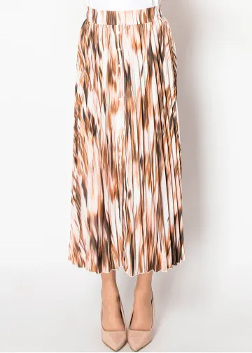 Mocha Glow Button-Front Pleated Skirt
