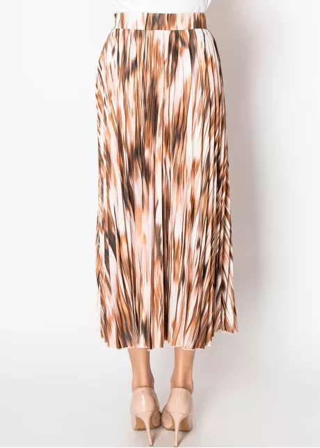 Mocha Glow Button-Front Pleated Skirt