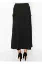 Effortless Black Knit Skirt with Pockets