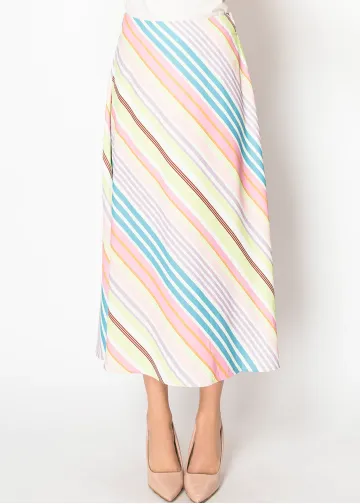 Multi-Stripe A-Line Skirt
