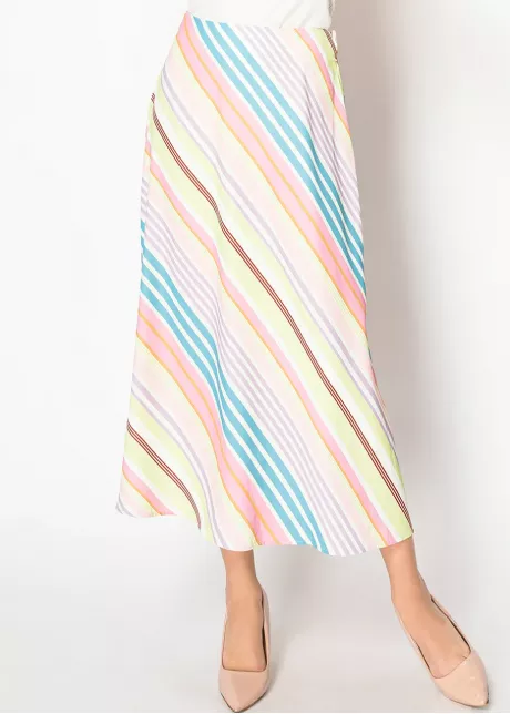 Multi-Stripe A-Line Skirt