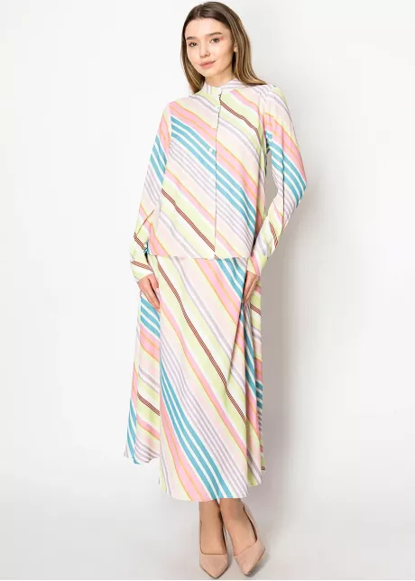 Multi-Stripe A-Line Skirt