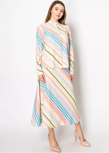 Multi-Stripe A-Line Skirt