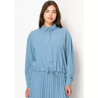 Sky Blue Drawstring Blouse