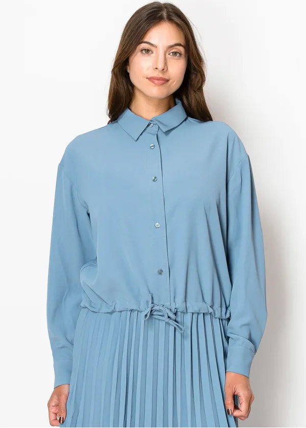 Sky Blue Drawstring Blouse