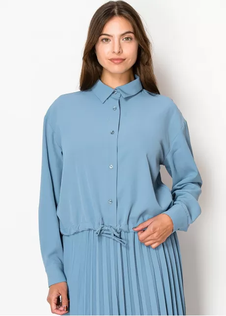 Sky Blue Drawstring Blouse