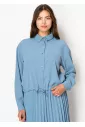 Sky Blue Drawstring Blouse