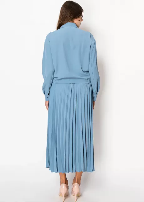 Serene Sky Blue Pleated Skirt