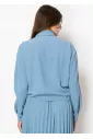 Sky Blue Drawstring Blouse