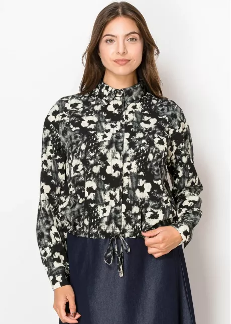 Black Abstract Print Blouse