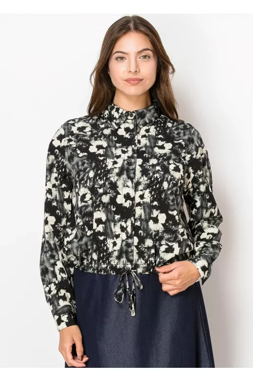 Black Abstract Print Blouse