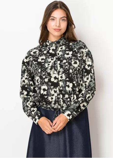 Black Abstract Print Blouse