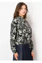 Black Abstract Print Blouse