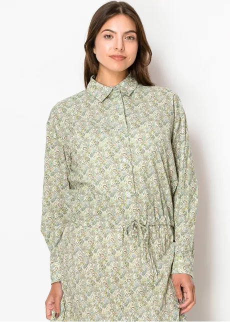 Mint Paisley Button-Up Blouse