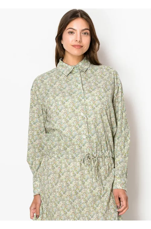 Mint Paisley Button-Up Blouse