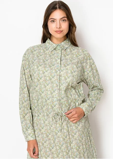 Mint Paisley Button-Up Blouse