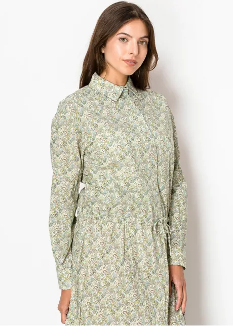 Mint Paisley Button-Up Blouse