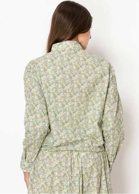 Mint Paisley Button-Up Blouse