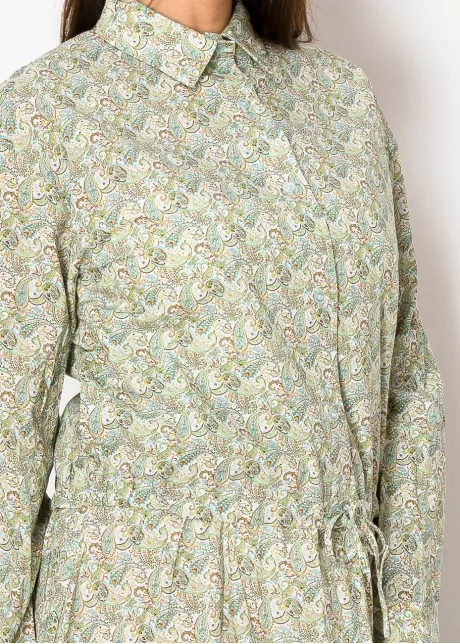 Mint Paisley Button-Up Blouse