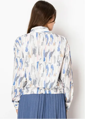 Light Grey Abstract Pattern Blouse | Modest Women Clothing