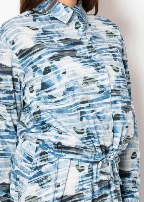 Sea Drift Collared Long-Sleeve Blouse