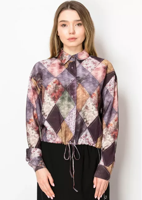 Charming Patchwork Purple Blouse