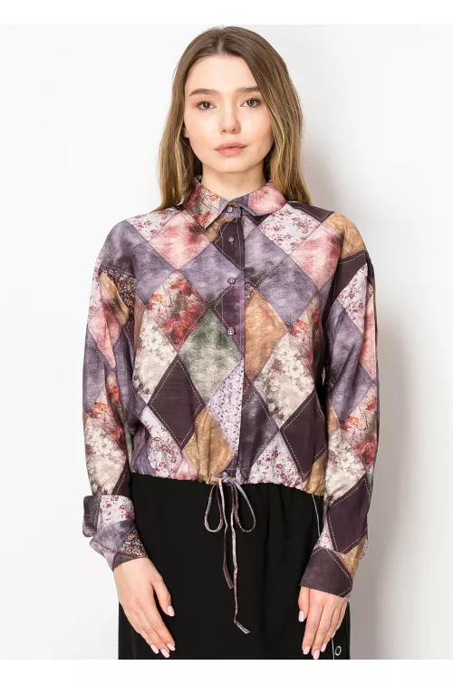 Charming Patchwork Purple Blouse