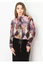 Charming Patchwork Purple Blouse