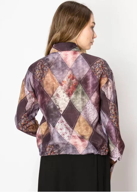 Charming Patchwork Purple Blouse