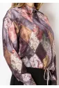 Charming Patchwork Purple Blouse