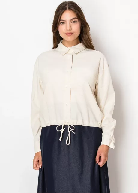 Sandy Linen Drawstring Blouse