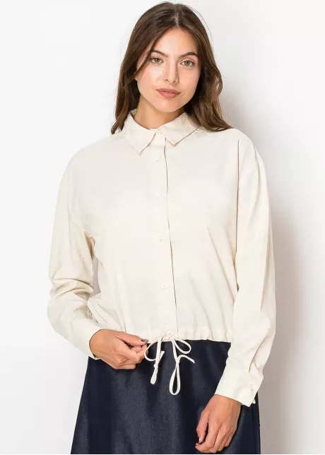 Sandy Linen Drawstring Blouse