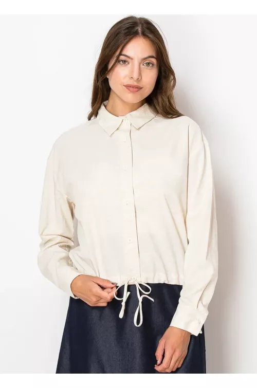 Sandy Linen Drawstring Blouse