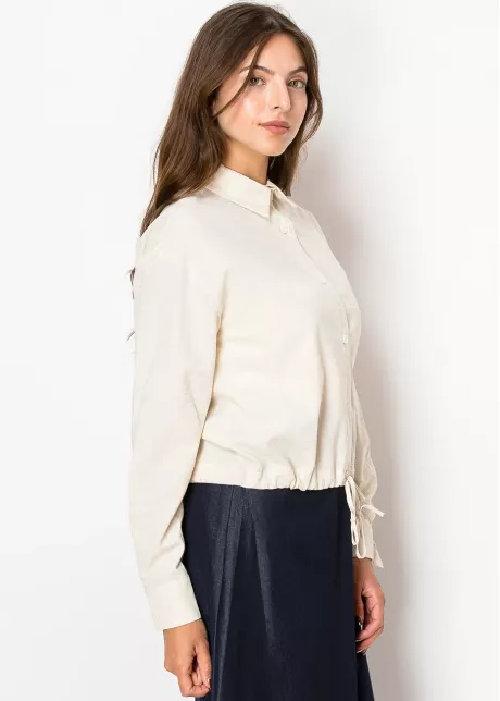Sandy Linen Drawstring Blouse