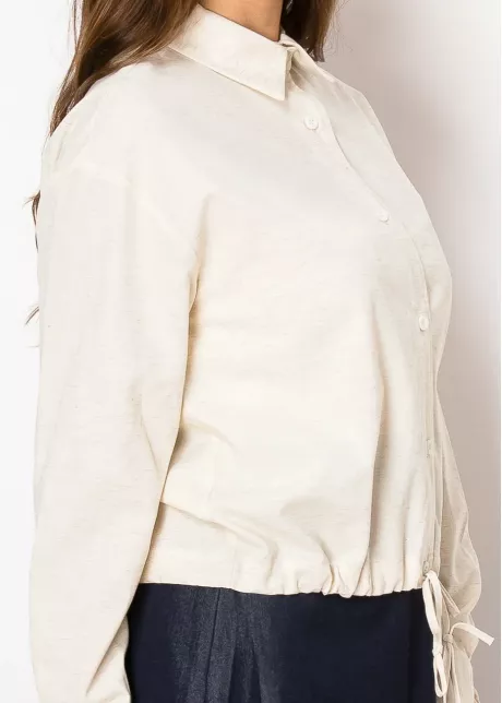 Sandy Linen Drawstring Blouse