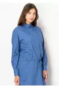 Blue Linen Drawstring Shirt