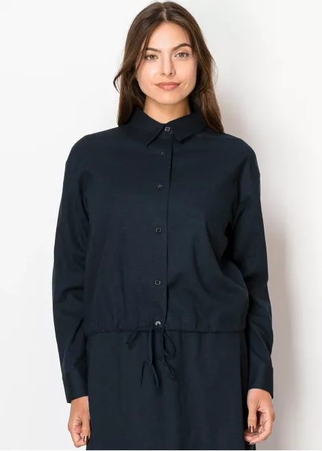 Navy Linen Drawstring Blouse Navy Linen Drawstring Blouse