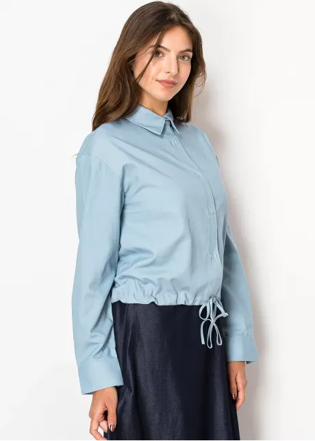 Light Blue Linen Collared Blouse