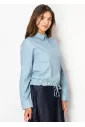 Light Blue Linen Collared Blouse