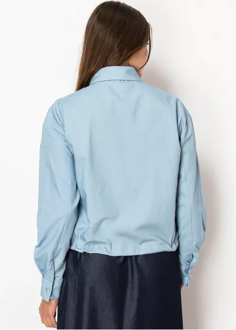 Light Blue Linen Collared Blouse