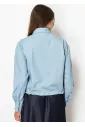 Light Blue Linen Collared Blouse