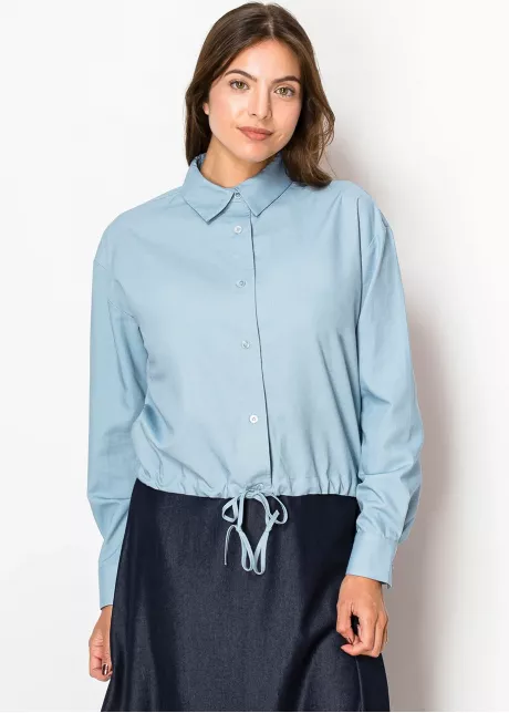 Light Blue Linen Collared Blouse
