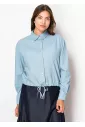 Light Blue Linen Collared Blouse