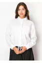 Classic White Drawstring Linen Blouse