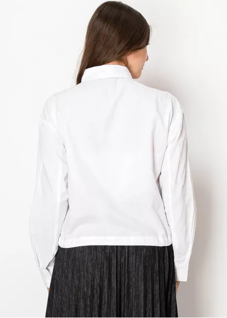 Classic White Drawstring Linen Blouse
