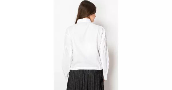Classic White Drawstring Linen Blouse | Modest Women