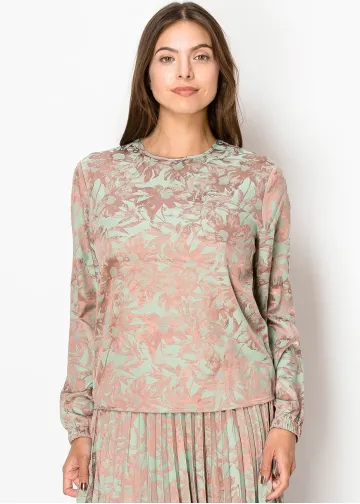 Mint Floral Long Sleeve Top